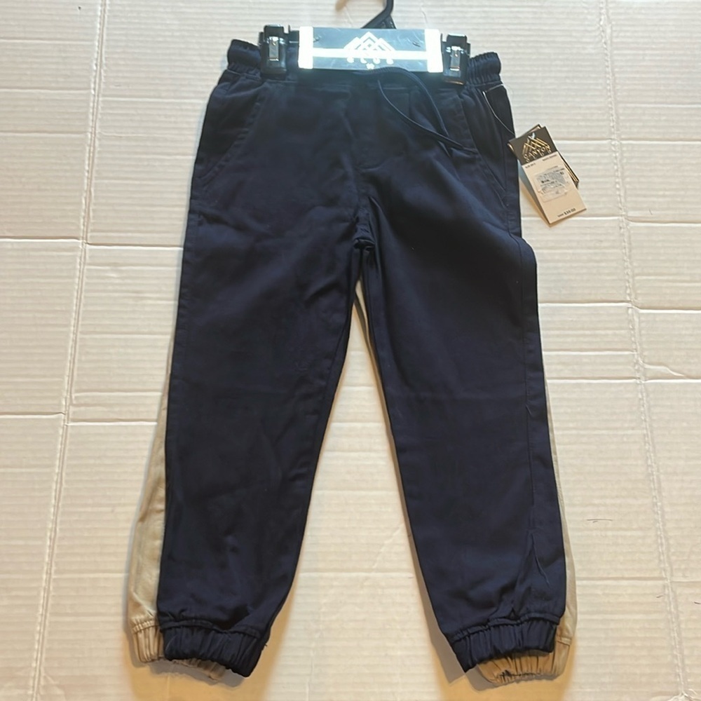 NWT-Canyon club-4T-navy/khaki-2pk, elastic waist with drawstring jogger pants.